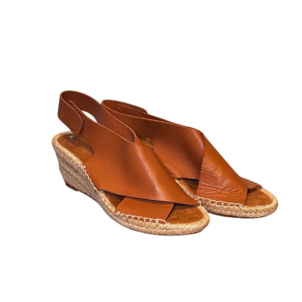 Maypol Spain Tan Leather Espadrille Wedge Sandals Size 38 (US 7.5-8)